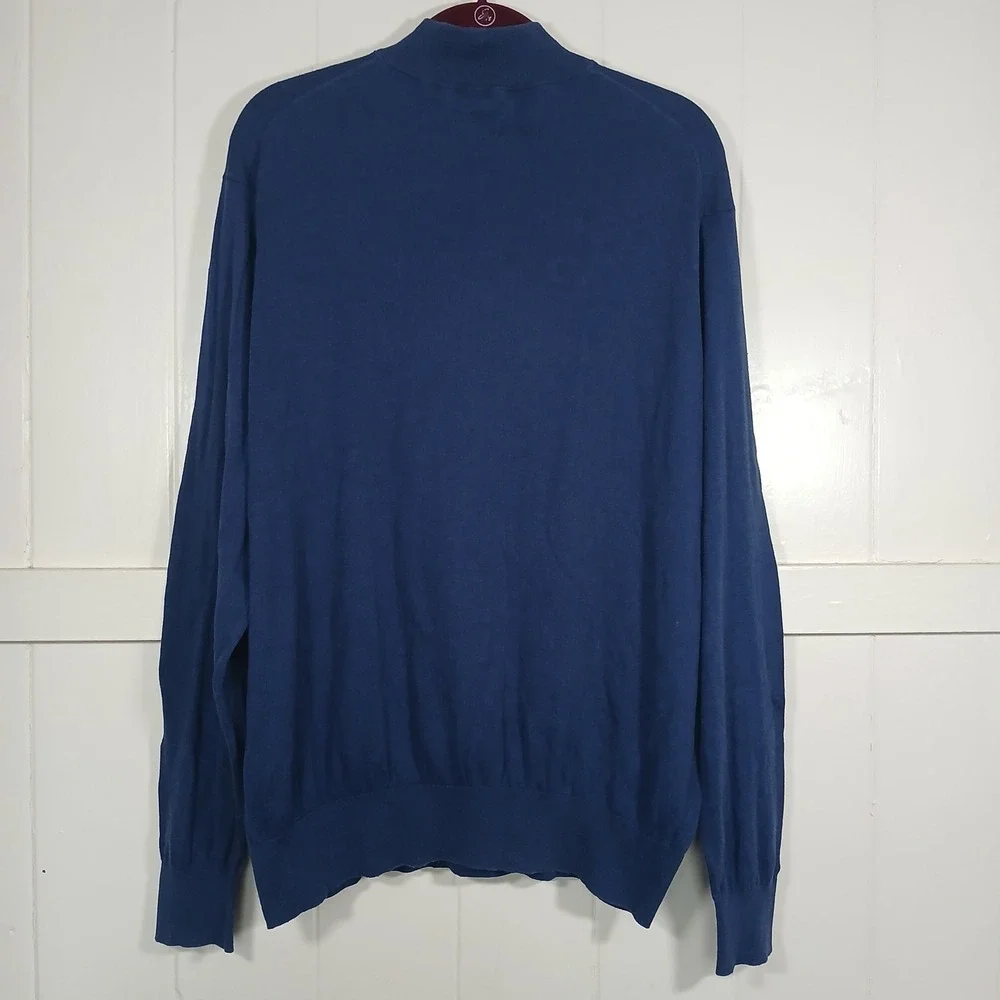 Peter‎ Millar Crown Soft Quarter Zip Sweater Cotton Silk Mens XL Blue MS18S01